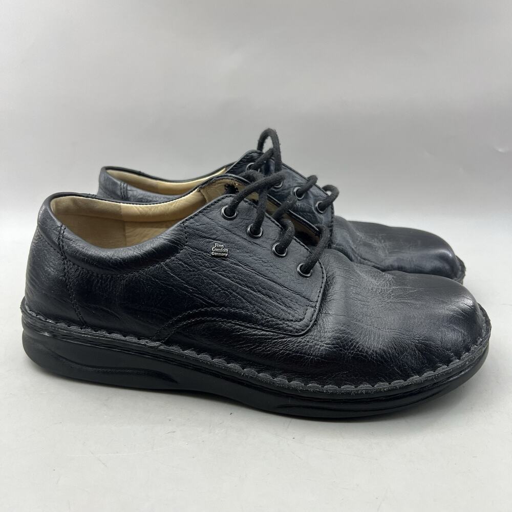Finn Comfort Metz Oxford Men Size 8 Wide Black Leather Comfort Lace Up Low Shoes